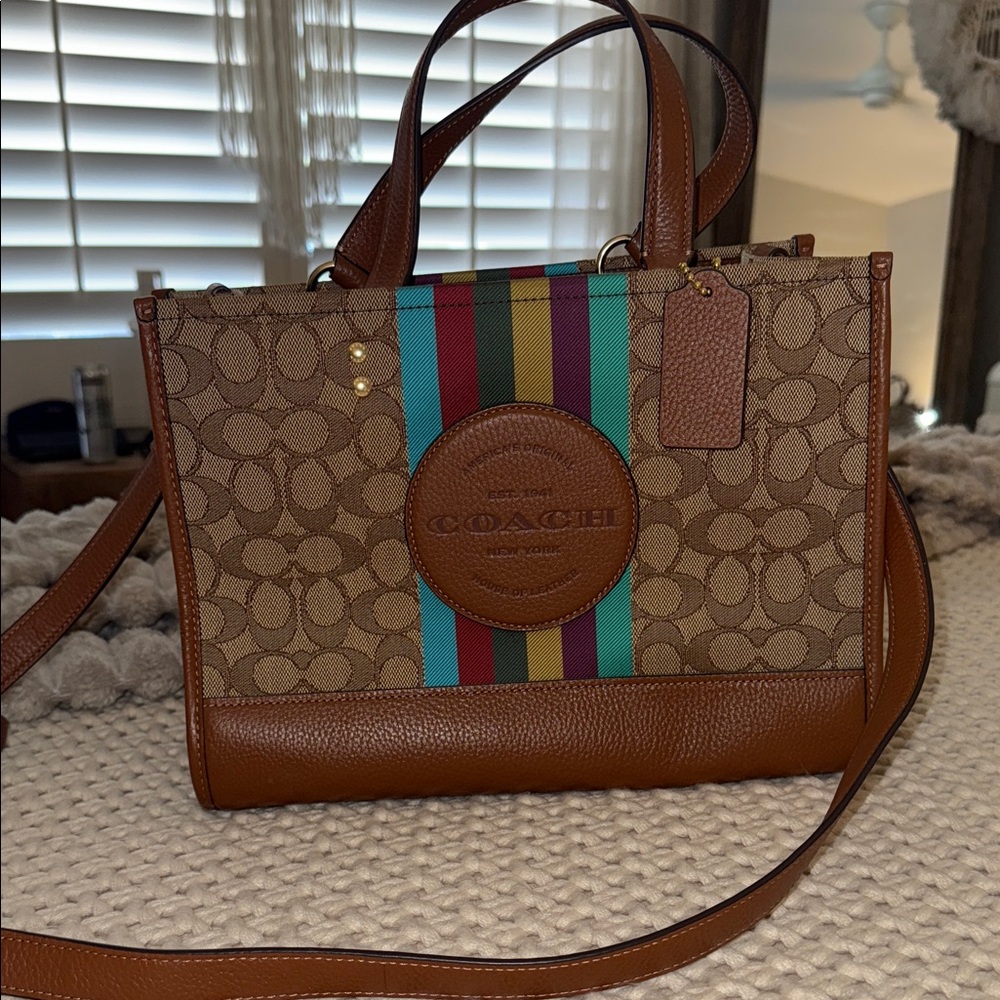 Coach Brown Multicolor Stripe Satchel